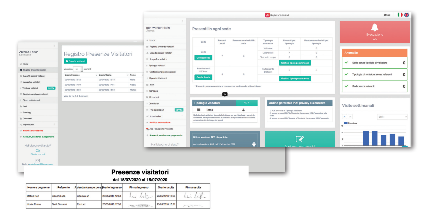 screenshot of App Registro Visitatori